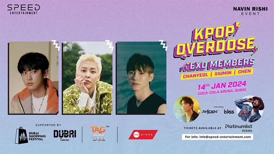 Kpop Overdose – FT EXO members (Chanyeol – Chen – Xiumin – DJ Rayden – DJ Bliss) Live at Coca-Cola Arena, Dubai - Image 1